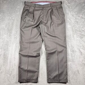 Louis Raphael Brown Textured Expandable Waist Dress Pants Mens 38x29